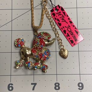 Rhinestone Poodle Betsey Johnson Pendant 24” Chain #13